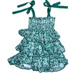 fab'rik  Smocked Green and White Floral Ruffle Dress Small Photo 10