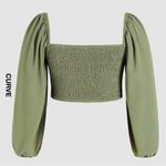 Cider  4XL~Shirred CROP Style Shirt~Olive Green Plus Size 4X Photo 1