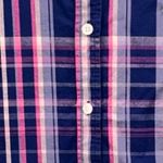 Woman Within  Plaid Button‎ Up Top Blue 1X Photo 3