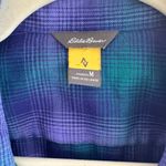 Eddie Bauer Plaid Flannel Button Down Shirt, Purple/Green/Blue, Size Medium Photo 8