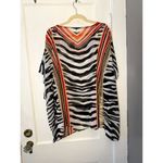 Chico's  Abstract Zebra Sheer Poncho Tunic Beach Swim Cover Up Zebra Print Photo 1