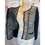 Lucky Brand Moto Aztec jacket sweater black & white side zipper closing size L Photo 10