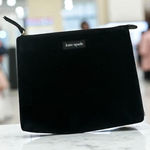 Kate Spade  Black Velvet Makeup Travel Cosmetic Bag Zip Pouch Photo 0