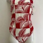 Carve Designs Woman’s Large Checkered Palm Red And White One Piece Swim Suit Photo 0