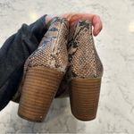 Lucky Brand  Joal Snakeskin Print Peep Toe Stacked Heel Bootie Shoe Size 9 Photo 4