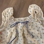 Cotton gauze blueberry flutter sleeve lace trim vintage inspired night gown Photo 5