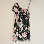 Eliza J Eliza J Floral One Shoulder Ruffle Chiffon Dress green pink size 2 Photo 1