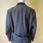 Vintage Charcoal Gray Herringbone Wool Coat w/ Velvet Collar Double Breasted L Gray Size L Photo 4