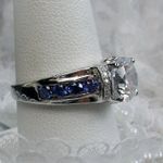 NWOT Lab Sapphire&2ct CZ Ring Art Deco Style Wedding,anniversary, engagement Silver Photo 1