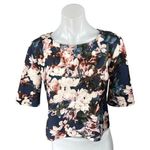 Forever 21 Women's Multicolor Floral Short Sleeve Cropped Blouse Top Size S Photo 0