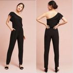 Anthropologie Jumpsuit M Ruffle One-Shoulder Black Minimalist Modern Party Photo 1