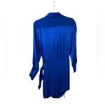 ZARA Satin Wrap Effect Blue Dress Photo 6