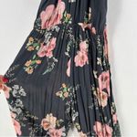Roe + May Floral Print Crepe Halter‎ Tie Neck Wide Leg Jumpsuit Gray Photo 11