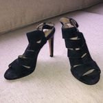 Isola  Black Strappy Peeptoe Stiletto Leather Heels Photo 0