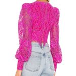 NBD Merlot Lace Blouse Top in Magenta Size Small Long Sleeve Photo 1
