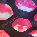 Betsey Johnson Betsy Johnson small backpack black with pink lips pattern several pockets sling Photo 8