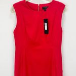 Donna Karan  Sheath Dress Knee Length Sleeveless Crepe Red Classic US 10 NWT Photo 2