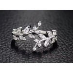 Boutique Sparkly‎ 5a Cz Leaf Ring | White Gold Plated Sterling Silver Photo 3