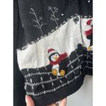 White Stag  Women's Vintage Knit Cardigan‎ Winter Penguin Snowflakes Black Sz Med Photo 3