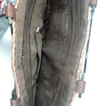 Vintage Straw Purse Clutch Handbag Wood Handles Brown Beige Lined Boho Photo 5