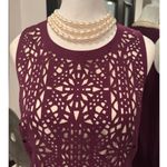 Catherine Malandrino Deep Plum Cabernet Purple Lace Laser Cut Pencil Dress sz 2 Photo 2