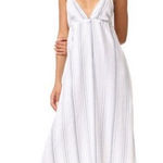 Clayton  Revolve White Blue Stripe Coastal Harmony Dress Photo 0