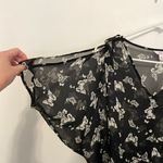 Candie's  Black White Butterfly Print Sheer Short Sleeve Cold Shoulder Y2K Blouse Photo 3