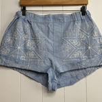 Free People shorts Medium floral embroidered cotton linen high waist boho Photo 0