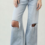 PacSun  Low Rise Baggy Jeans Lightwash Distressed Wide Leg Blue Grunge Boho Photo 0