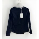 COS NWT  Draped Denim Top Black Womens US 10 Padded Shoulder Long Sleeve Blouse Photo 4