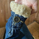 Size S//Vintage Y2K Denim Penny Lane Coat Faux Fur Trim Blue Photo 4