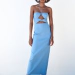 ZARA dress midi halter  baby blue fitted bodycon cut out baby blue Photo 10