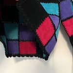 SMH Botique vtg leather rainbow patchwork crochet jacket size large *flaw Pink Photo 7