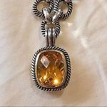 Sterling Silver Faceted Golden Orange Citrine  Open Cable Link Necklace Photo 2