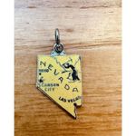 Vintage‎ Nevada Yellow Enamel State Travel Map Sterling Silver Charm Carson City Photo 6