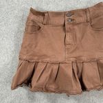 Hollister High Rise Mini Skirt Size X-Small Brown Denim Pleated Hem Y2k Photo 2
