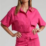 Showpo Hot Pink Collared Crop Cargo Shirt Cotton Barbiecore Photo 0