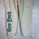Brooklyn Cloth . New York sweatpants size L ivory embroidered pockets Photo 2