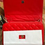 Badgley Mischka quilted red handbag with gold accents Photo 3