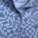 G/FORE Women's XL Distorted Check Silky Tech Nylon Polo Fjord Blue Golf Shirt Photo 4