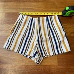Forever 21 Cream, Navy Blue, White & Mustard Yellow Striped High Waisted Shorts Photo 4