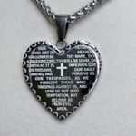 None Stainless Steel Lord’s Prayer/Serenity Prayer Heart Necklace New Photo 2