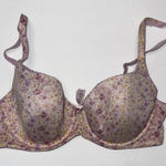 Victoria's Secret  Purple Floral Bra lined Demi underwire 34D adjustable straps Photo 0
