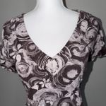 Fresh Produce Woman’s Short Sleeve Dress Sz XL Brown Floral V-neck 100% Cotton Photo 1