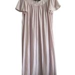 Vintage Miss Elaine Short Sleeve Long Pink Nightgown Nylon Dress Flowers Size M Size M Photo 0