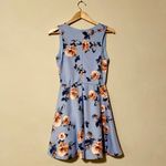 Aqua Scalloped Floral Print Skater Dress Size M Photo 1