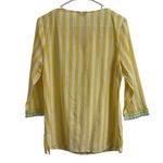 Crown & Ivy Womens Sz S Yellow White Striped Mint Fringe Beaded Tunic Top Blouse Photo 1
