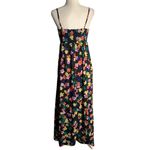 Sleeveless Sweetheart Maxi Sun Dress M Black Floral Adjustable Straps Shirring Size M Photo 3