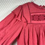 Free People  Pink Laura Eyelet Lace Peasant Top Photo 2