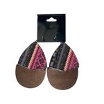 & Other Stories New NWT Wooden Fabric Covered Boho Aztec Dangle Earrings Pink Black Multicolored Photo 3